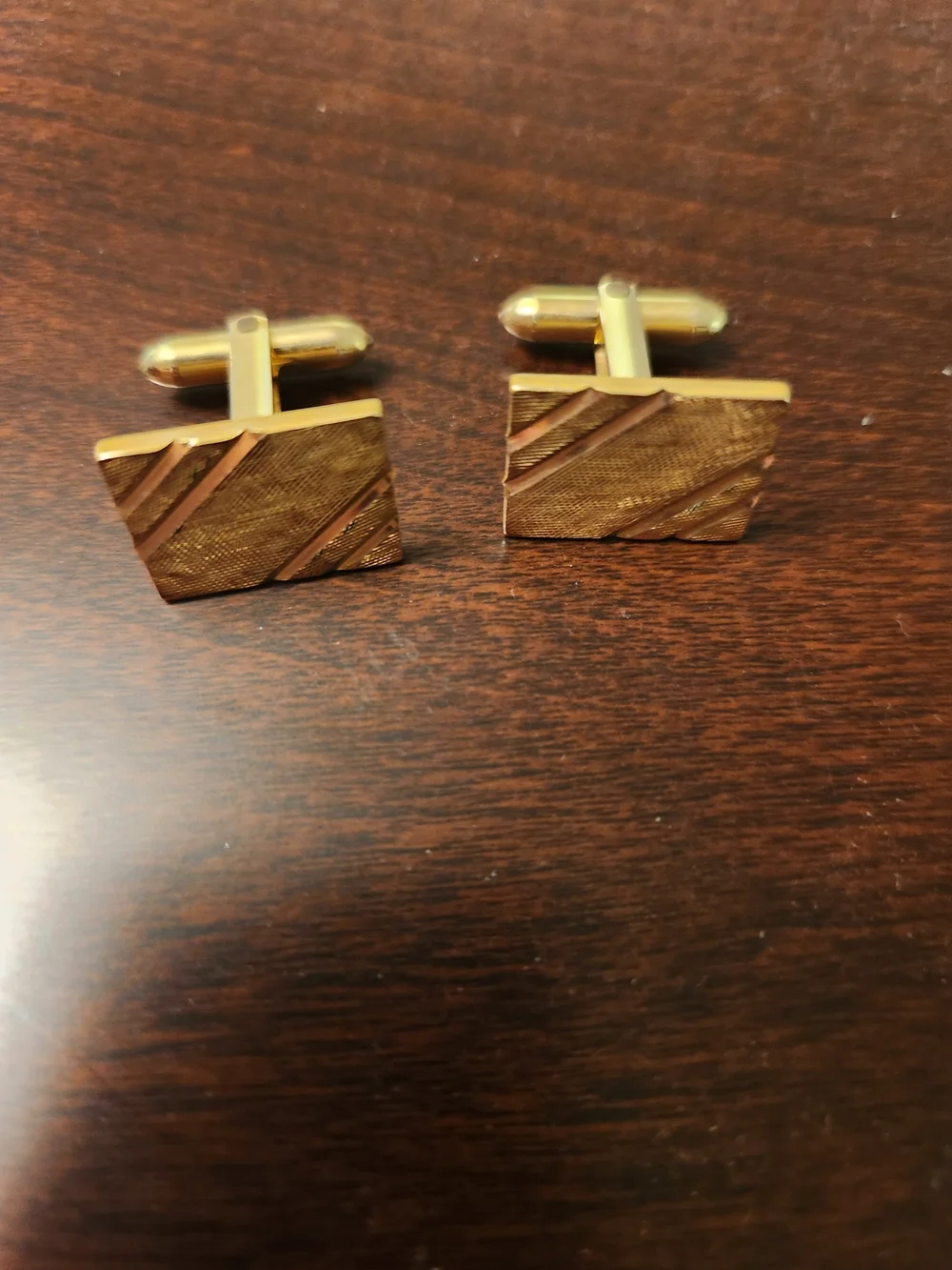 Gold-Tone Textured Square Cufflinks - Men's Accessories